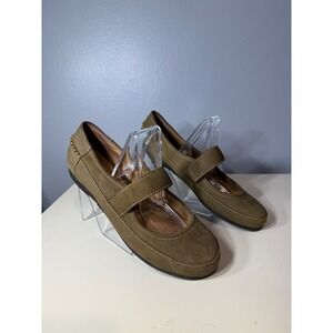 Nurture Women's Olive Green Suede Mary Jane Flats Shoes Size 8.5 Medium